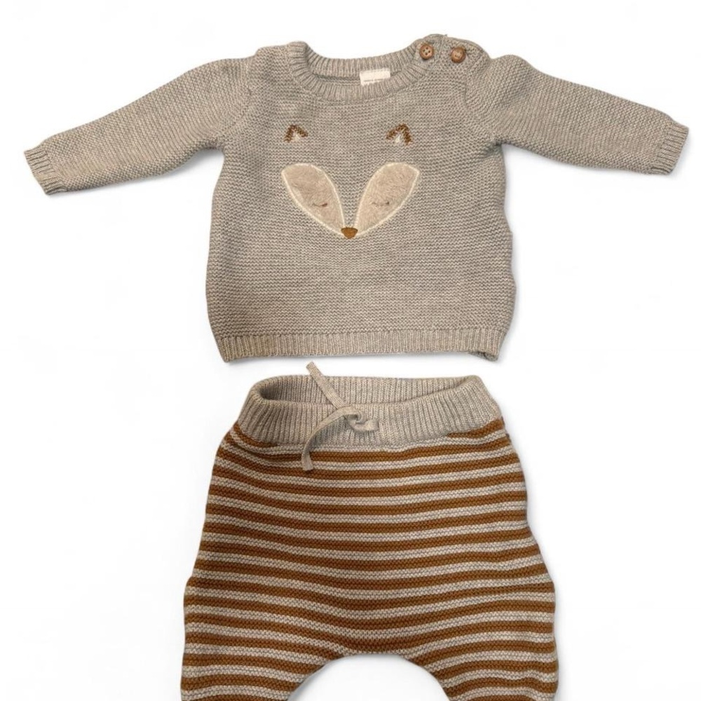 Carter's Gray and Brown Fox Knit Set